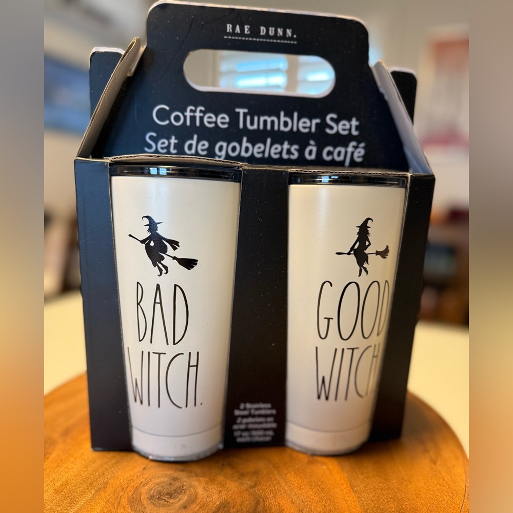 🖤🧙🧙♀️ Rae Dunn ‘Bad Witch Good Witch’ Coffee Tumbler Gift Set NWT - Picture 3 of 9